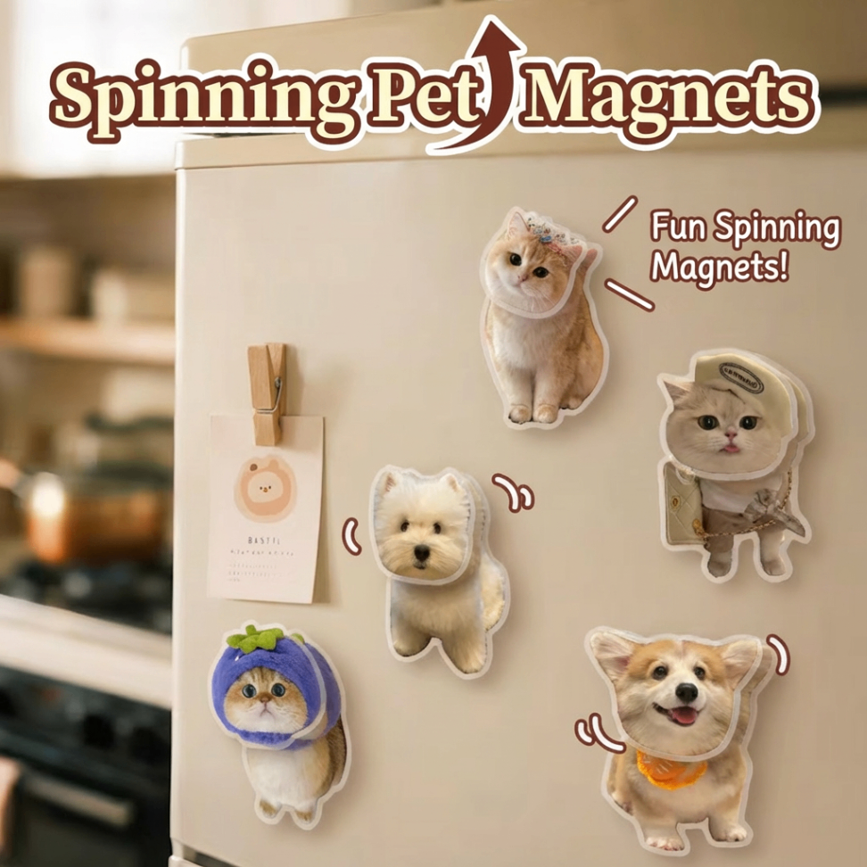Custom Pet Spinning Fridge Magnet | Personalized Acrylic Cat & Dog ...